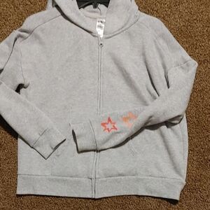Girls 14-16 Plus Athletic Works Gray Zip Up Hoodie with Colored Stars Streetwear